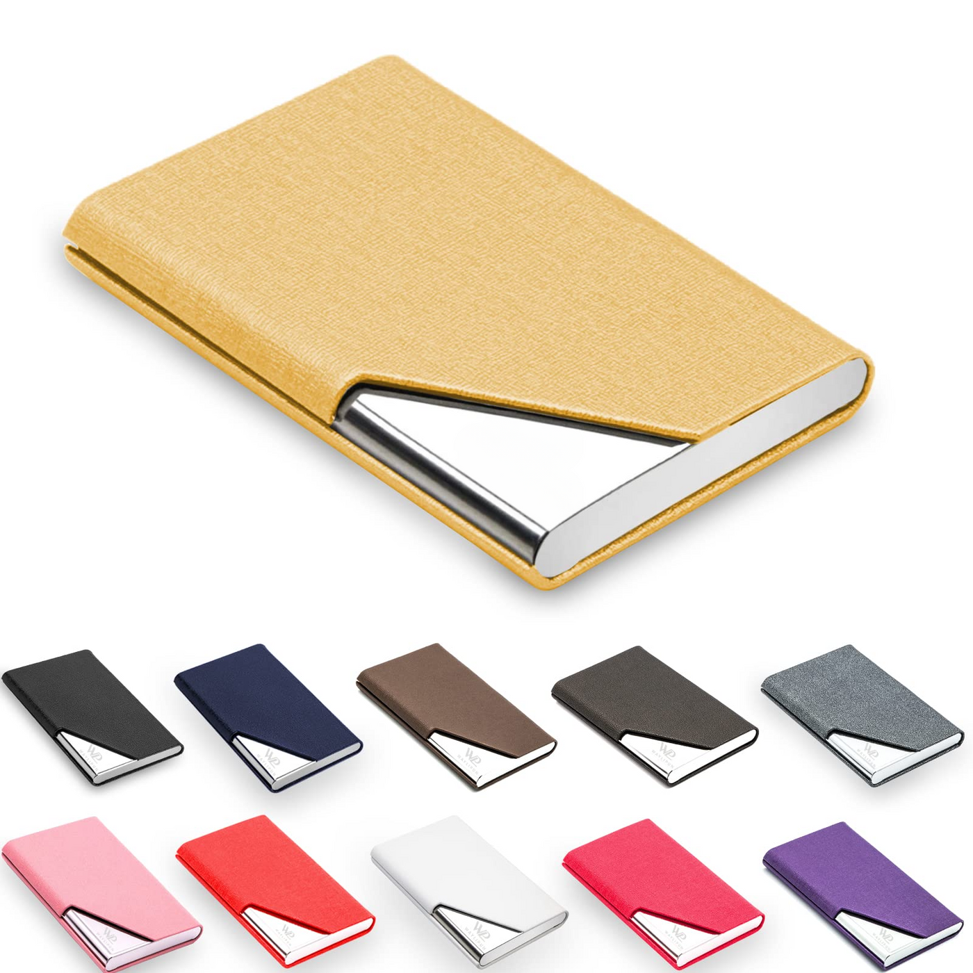 Business card case, luxurious PU leather premium business card holder, with magnetic closure, for gentle storage of your cards