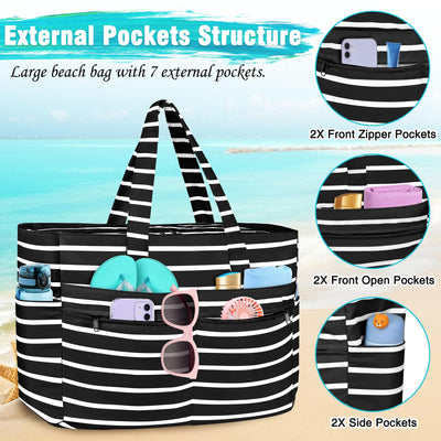 Grand sac de plage imperméable avec fermeture éclair