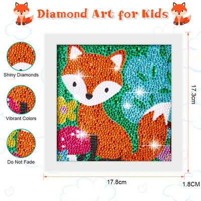 Diamond Painting Kids with Wooden Frame, 5D DIY Diamond Painting Set, Color by Numbers Diamond Painting Kids