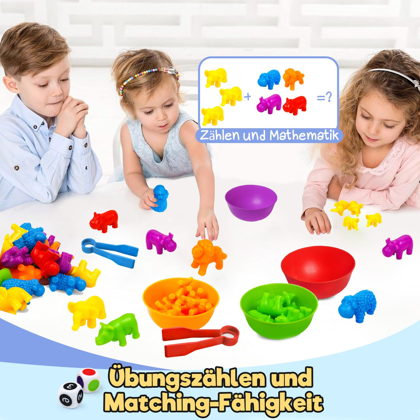 Toys Matching sorting cups and tweezers for children