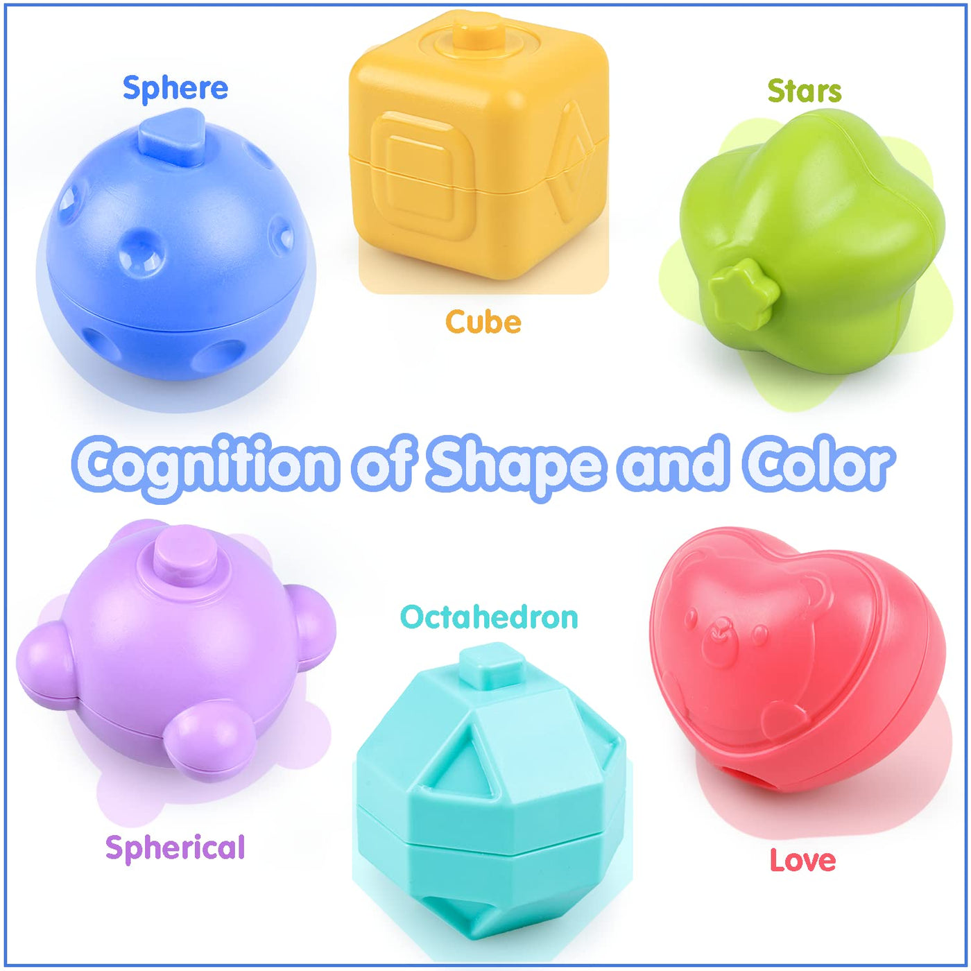 Baby sensory toy with colorful cube, shape sorting stacking toy motor skills learning gift