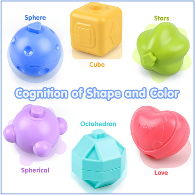 Baby sensory toy with colorful cube, shape sorting stacking toy motor skills learning gift