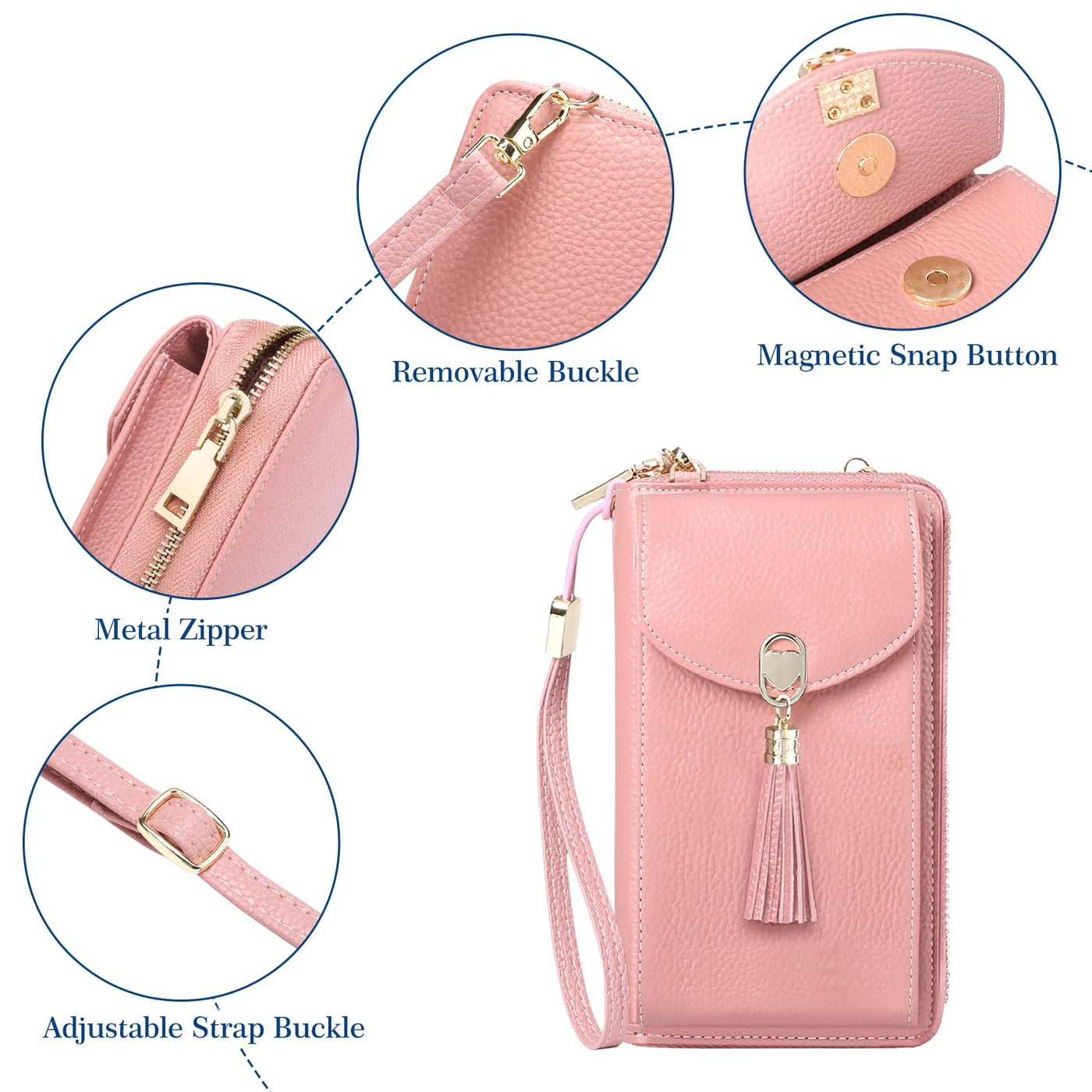 Handy Umhängetasche Leder Handy Umhängetasche RFID Schutz klein Crossbody