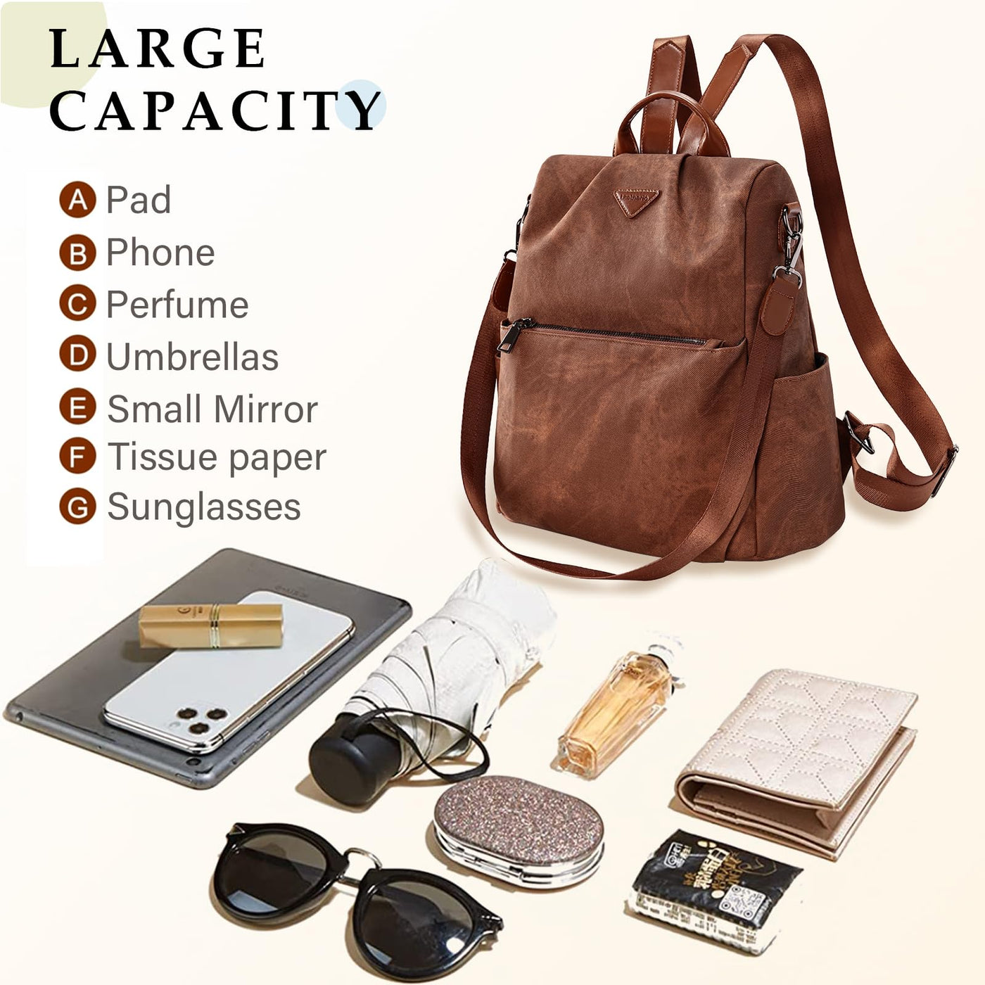 Backpack small,vegan leather city backpack,backpack handbag anti-theft,elegant daypack for office,commuting,work