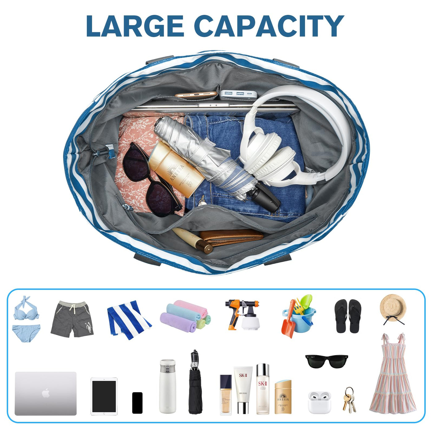 Sac de Plage Familial et Sac de Plage Pliable