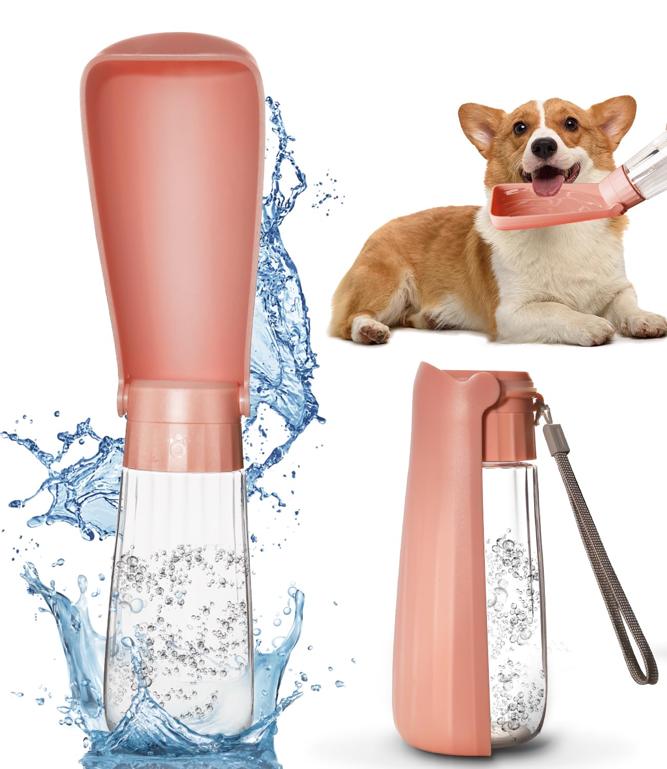 Portable Pet Drinking Bottle, foldable Design
