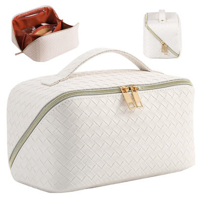 Sac à cosmétiques de voyage, sac de maquillage de grande capacité, sac de maquillage portable en cuir PU, sac de toilette, organisateur