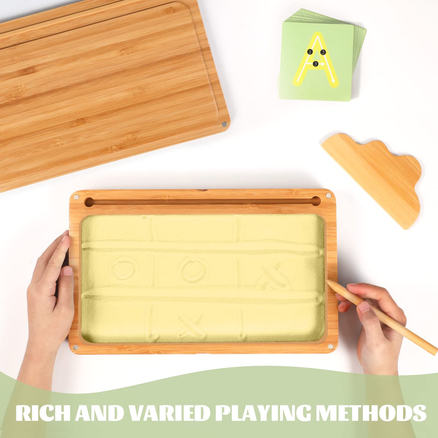 Training letters and drawing toy wooden sand table Learning toy for early motor development in children