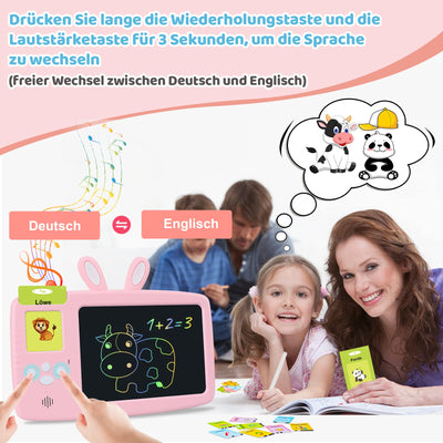 German learning educational toy for children, Talking flash cards LCD writing tablet 388 words, reading & writing