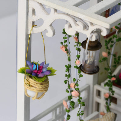 Kit Miniature Fait Main De Maison De Poupée En Bois De Bricolage-Modèle De Salon à LED, Tous Les Meubles.