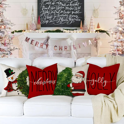 Cushion cover set of 4 cushion cover Christmas cushion covers decorative cushions linen cushion covers for decoration Christmas sofa