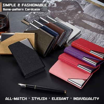 Business card case, luxurious PU leather premium business card holder, with magnetic closure, for gentle storage of your cards