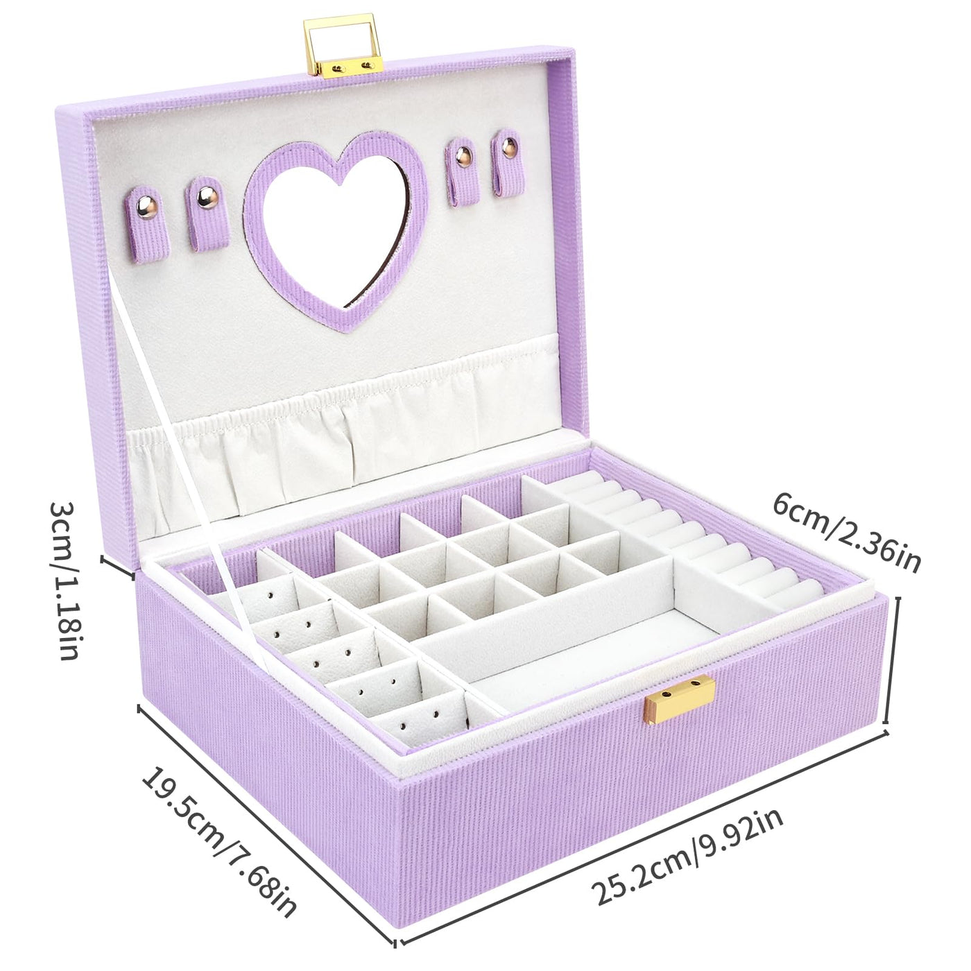 Boîte à bijoux, grande boîte à bijoux avec miroir pour boîte à bijoux en velours