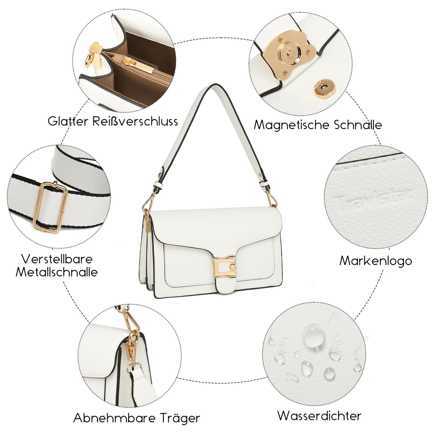 Sac à bandoulière sac de soirée pochette avec 2 bandoulières détachables fentes pour cartes de crédit