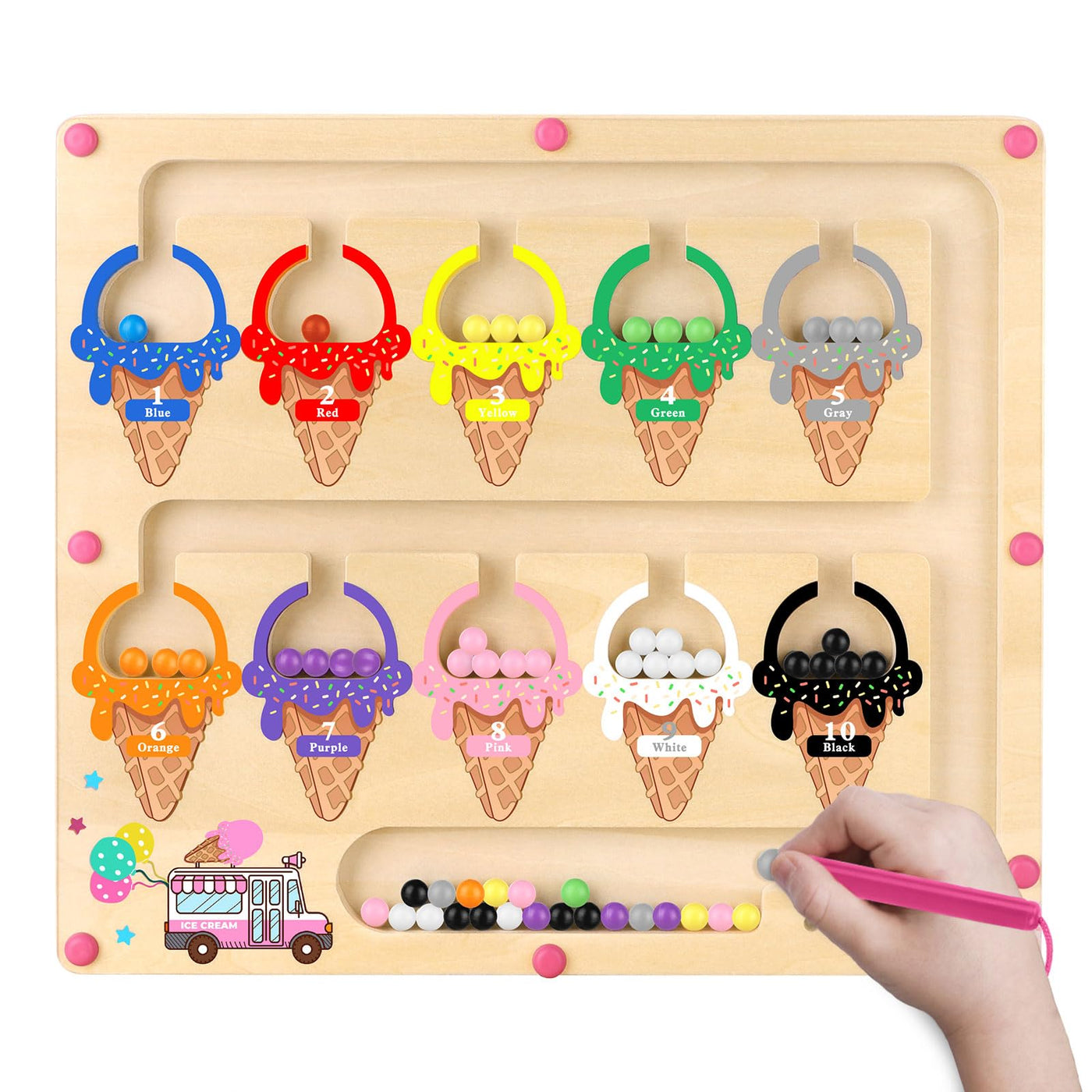 Magnetic game labyrinth gift child toy children wooden toy numbers and colors learning games motor skills toy