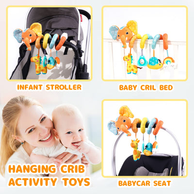 Autositzspielzeug, Babyspirale, Plüsch, zum Aufhängen, für Kinderwagen, Stange, Kinderwagen, Krippe, mit Spieluhr, BB-Quietsche und Rassel