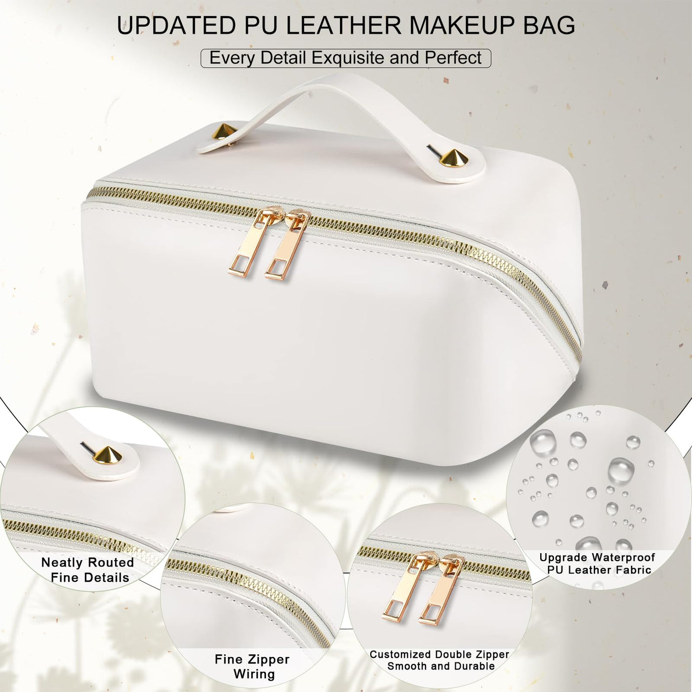 Sac à cosmétiques de voyage, sac de maquillage de grande capacité, sac de maquillage portable en cuir PU, sac de toilette, organisateur