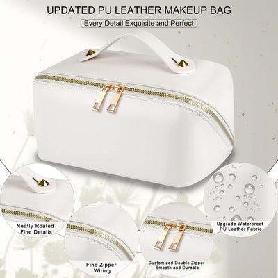 Sac à cosmétiques de voyage, sac de maquillage de grande capacité, sac de maquillage portable en cuir PU, sac de toilette, organisateur