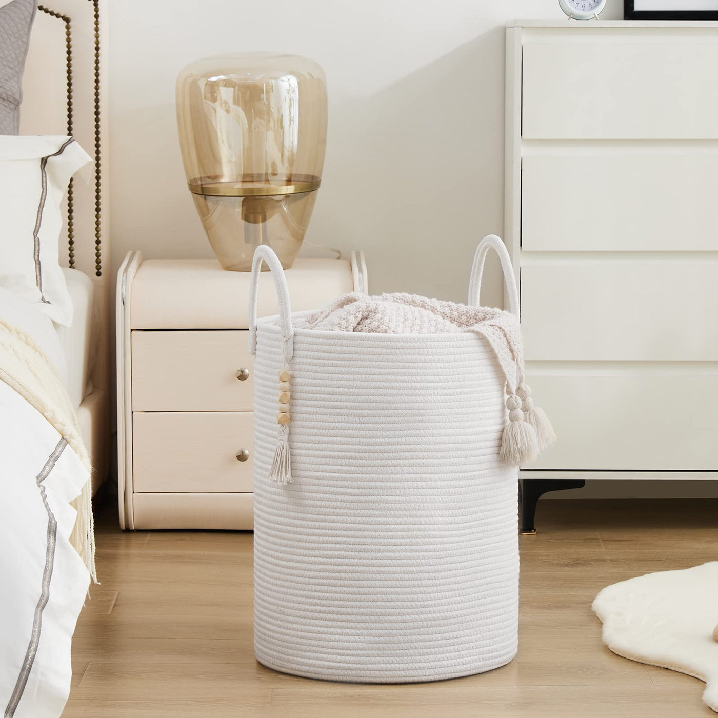 Braided Laundry Collector Toy Storage Storage Basket with Handle Handmade