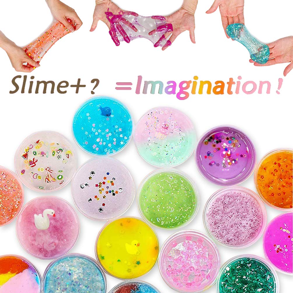  DIY Slime Kit Slime Set, Make Your Own Slime mit 18 Farben Crystal Slime, Ultimate Glow in the Dark Powder, Glitter Powder und mehr für Kunst und Handwerk 