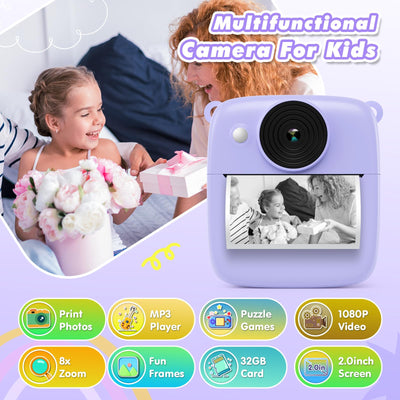 Appareil photo instantané pour enfants, appareil photo instantané pour enfants avec carte et papier d'impression