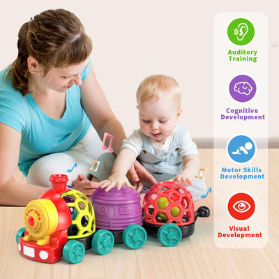 Baby toy train with rattle and music, interactive gift