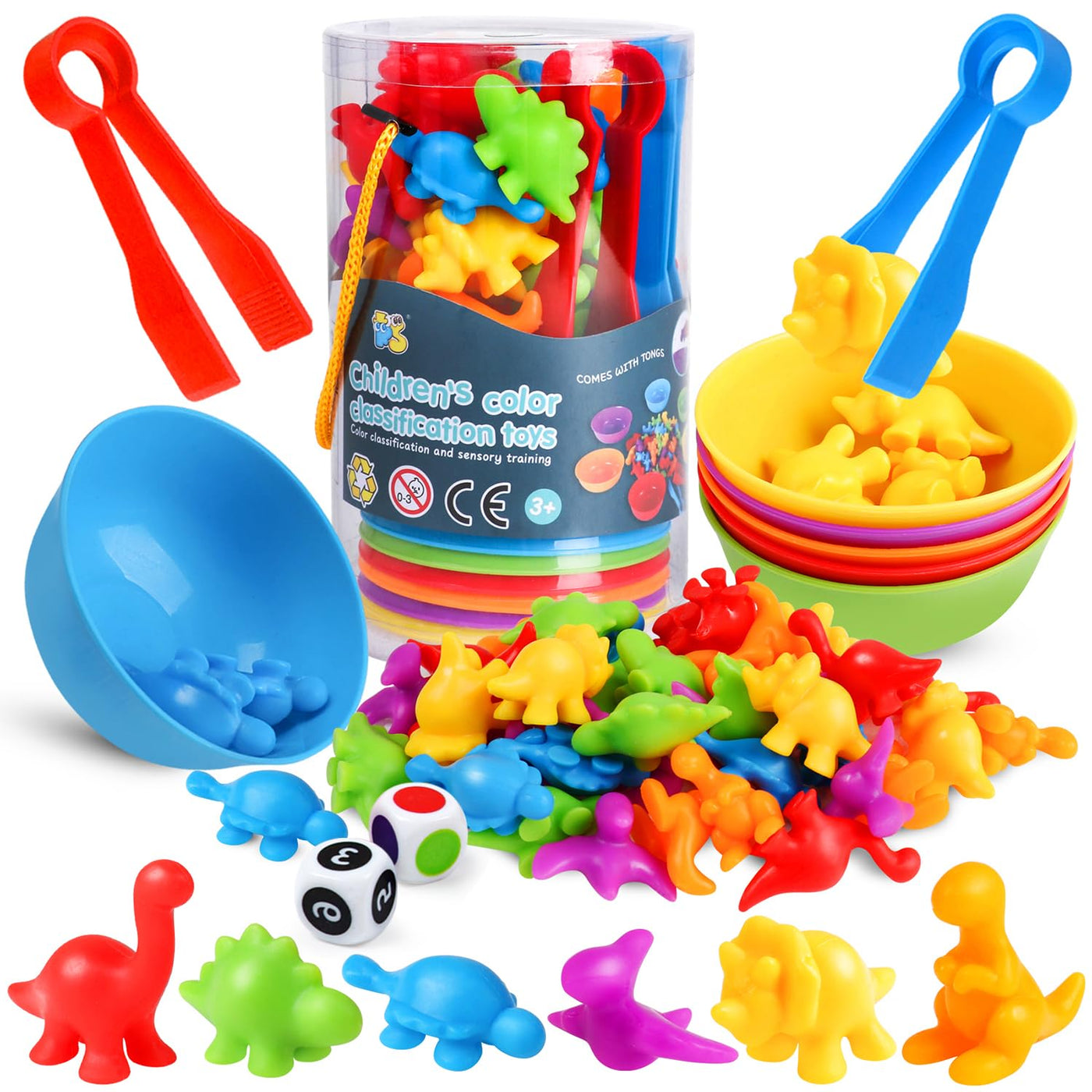 Toys Matching sorting cups and tweezers for children