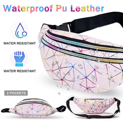 Sac ceinture Kids Waterproof PU Leather Colorful Fanny Pack for Teenagers with Adjustable Strap, Multiple Zipper Pockets