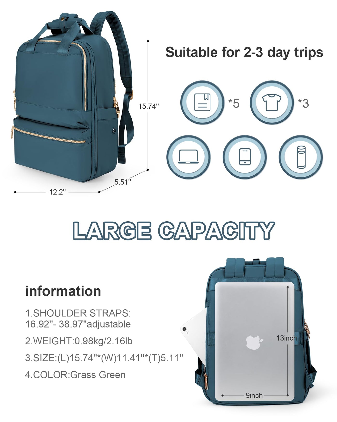 Rucksack Arbeit Handgepäck Rucksack Wasserdichter Reiserucksack