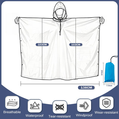 Rain Poncho Waterproof Rain Cape with Hood