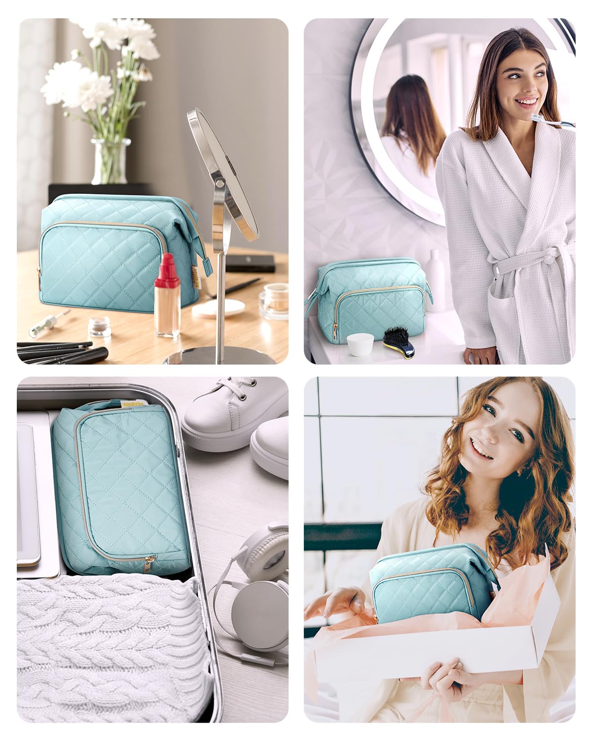 Grande trousse de maquillage, trousse de maquillage à large ouverture pour le maquillage et les voyages