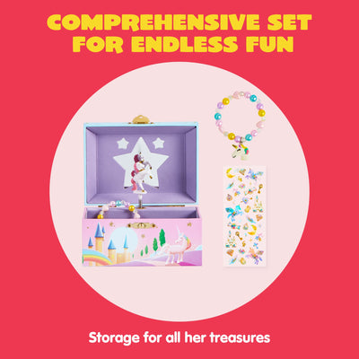 Musical jewelry box, rotating unicorn toy for children music box