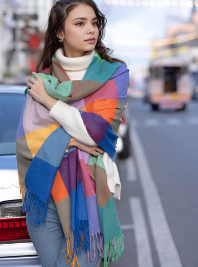 Plaid Warm blanket scarf for winter