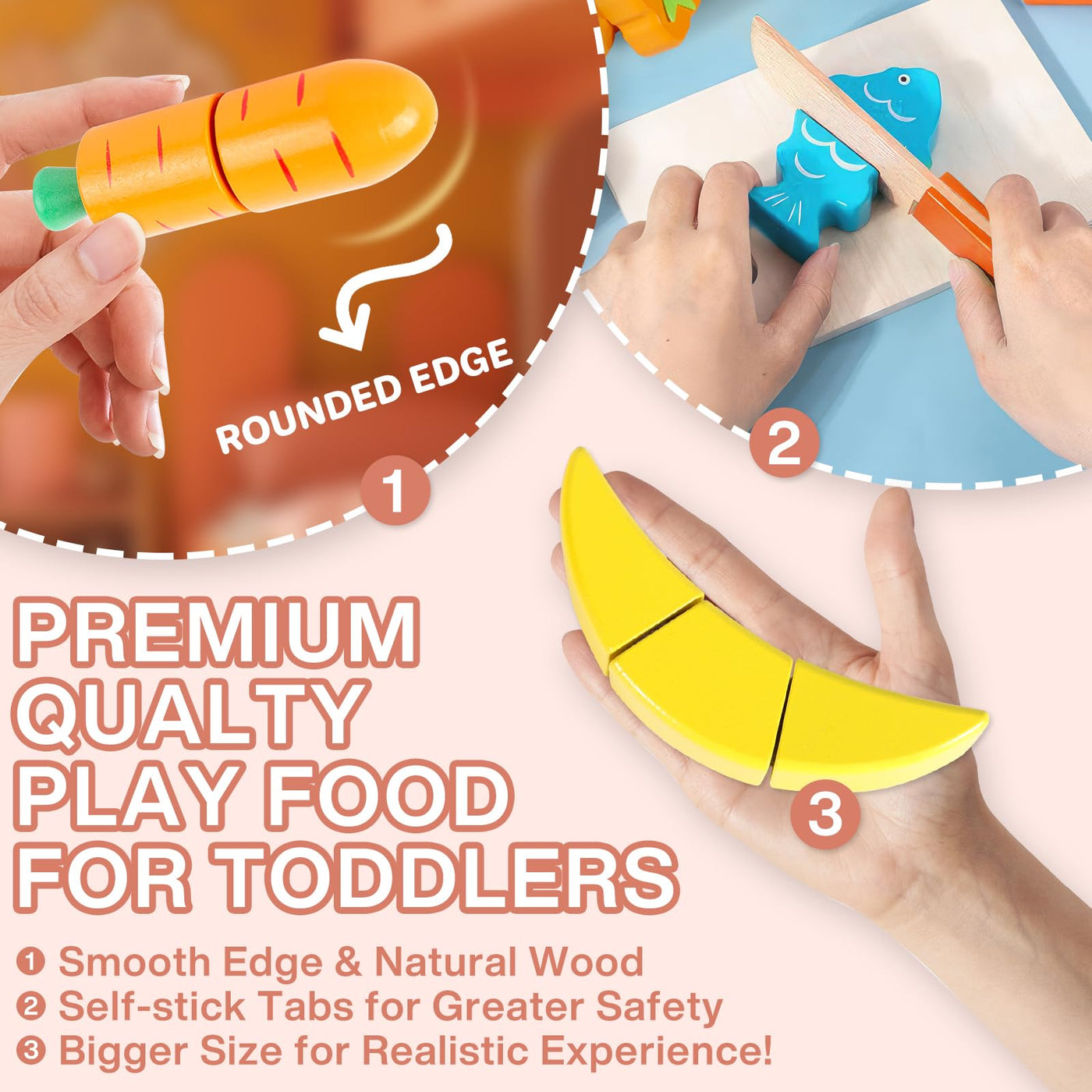 Accessoires de cuisine pour enfants en bois, accessoires de cuisine pour enfants, jouets de cuisine en bois avec connexion Velcro