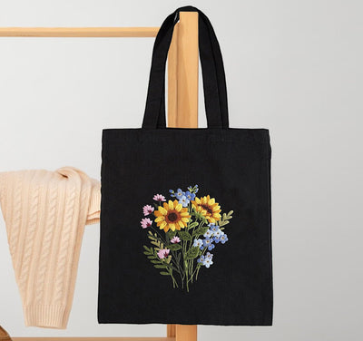 Canvas tote bag embroidery kit, DIY handmade cross stitch bag tote bag with embroidery