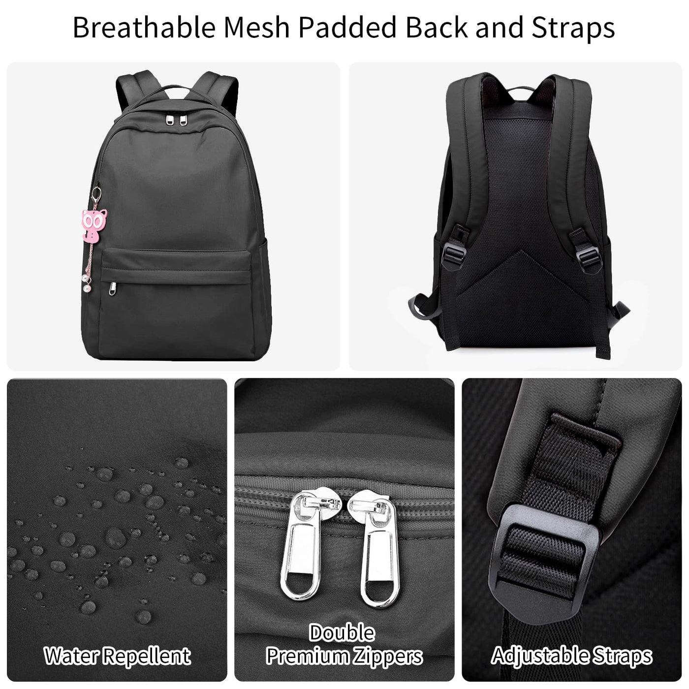 Kids School Backpack, Cute School Bags with Pretty Pendant