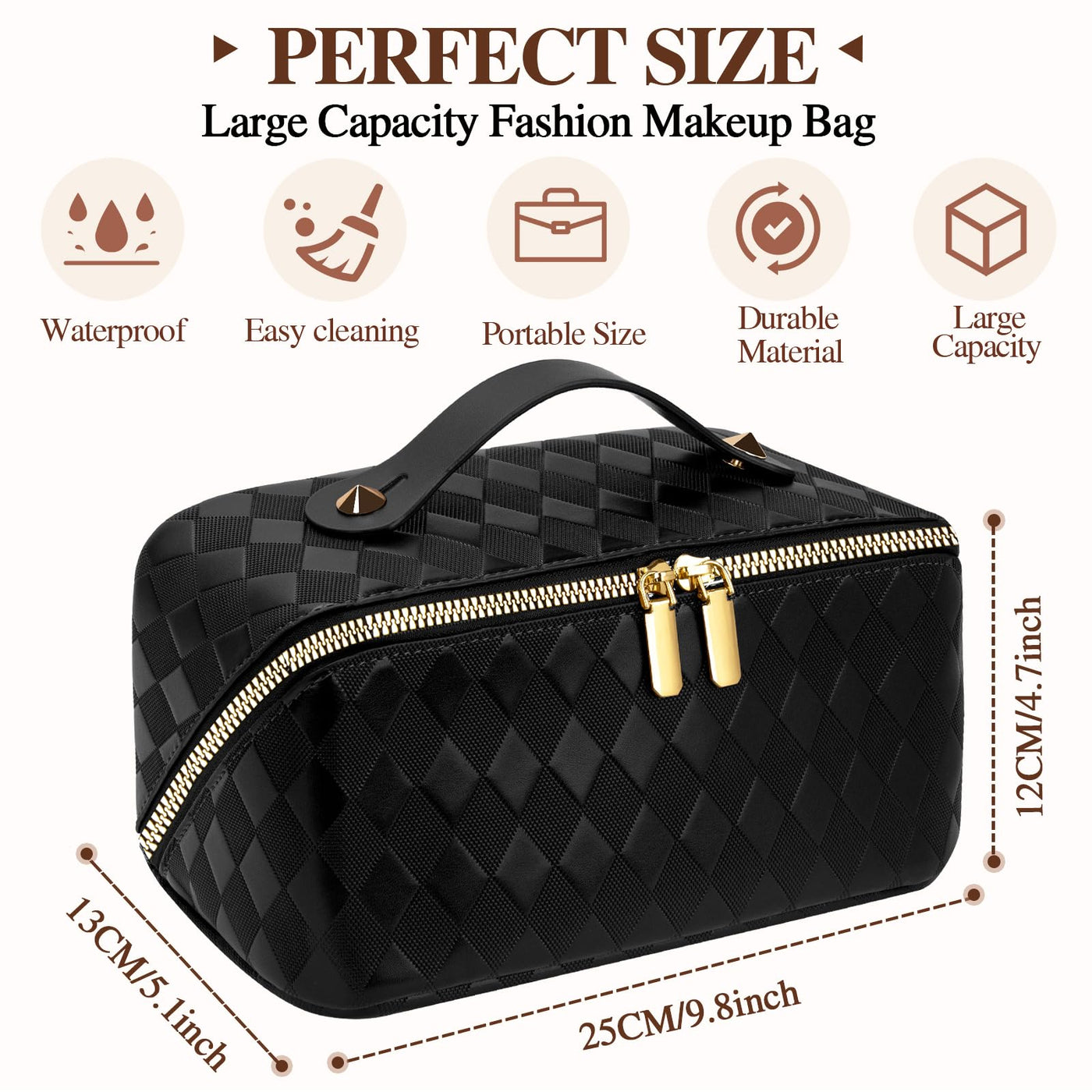 Cosmetic Bag Portable Travel Make-up Bag with Large Capacity Waterproof Organizer