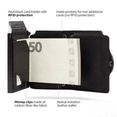 Porte-carte et porte-badge avec protection RFID et pince à billets