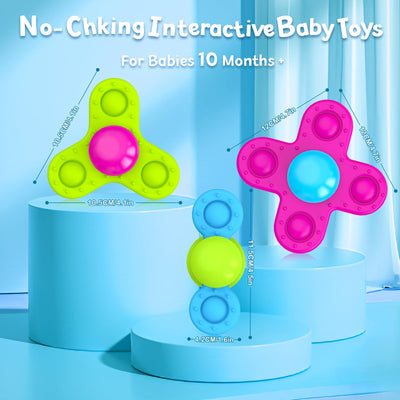 Suction cup toy children, 3 pieces baby toy fidget spinner baby silicone