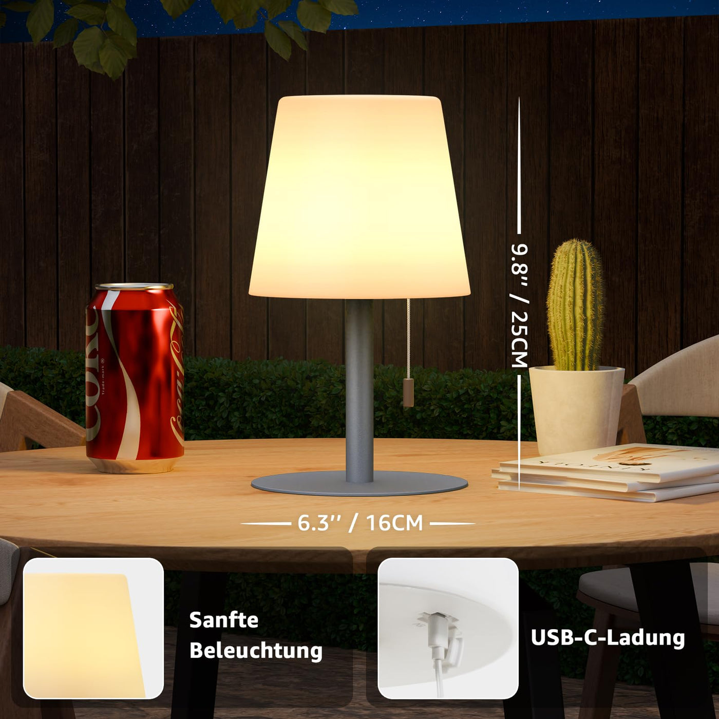 LED Outdoor Table Lamp with 8 Colors Cordless Lamp