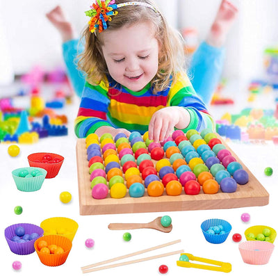 Casse-tête arc-en-ciel, jeu de société à clips en bois, jeu de perles arc-en-ciel en bois, jeu de société pour l'éducation préscolaire, jeu de puzzle