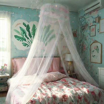 Moustiquaire de lit en dentelle avec lumières chaudes