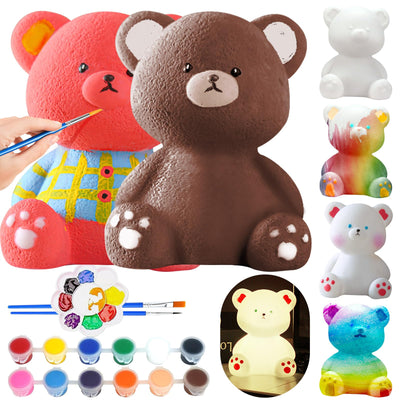 DIY bear painting set - birthday present, 3D bear lamp for painting and as a night light