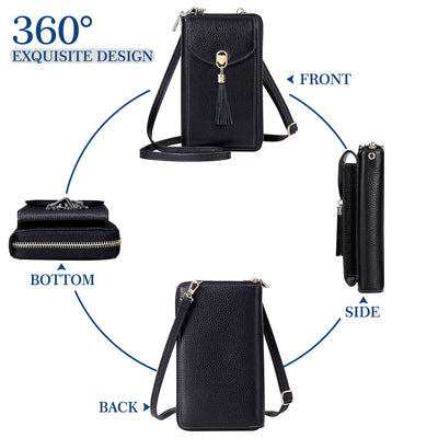 Cell phone shoulder bag leather cell phone shoulder bag RFID protection small crossbody