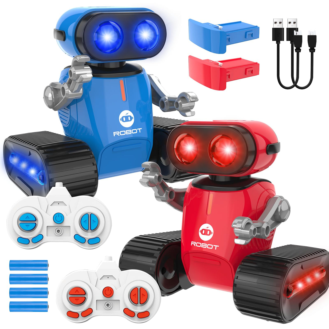 Jouet Robot pour Enfants, Robot Télécommandé Rechargeable avec Effets Lumineux, Yeux LED, Danse Musicale et Batterie Amovible, Robot RC