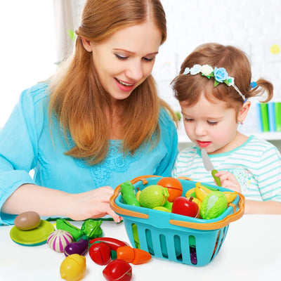 Kinderküche Zubehör Spielzeug Obst und Gemüse Spielzeug 36 PCS - Kinderküche Zubehör Schneiden Rollenspi