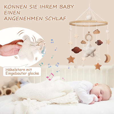 Mobile Babybettchen Bettchen Glocke Windspiel Baby mit Wolken Sterne