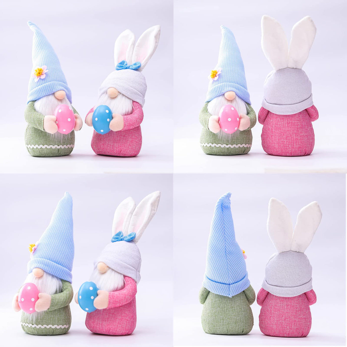 2 pièces décoration de Pâques gnome, fait main en peluche lapin de Pâques gnome avec œufs