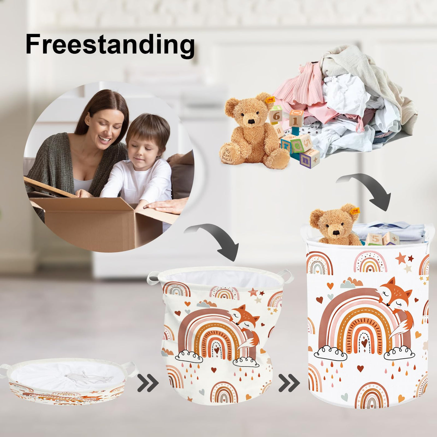 Kinderwäschekorb mit Griff Faltbarer Wäschekorb für Spielzeug