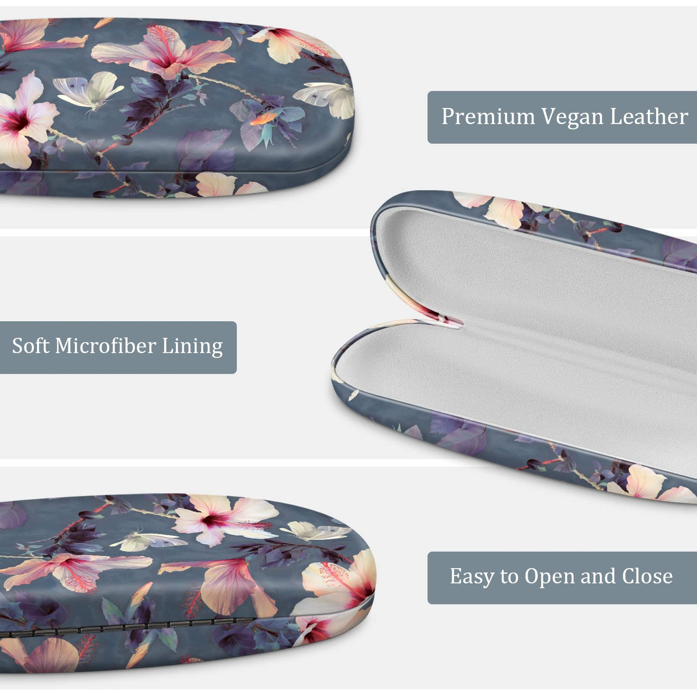 Portable hard shell glasses case with glasses cleaning cloth - case for glasses and sunglasses